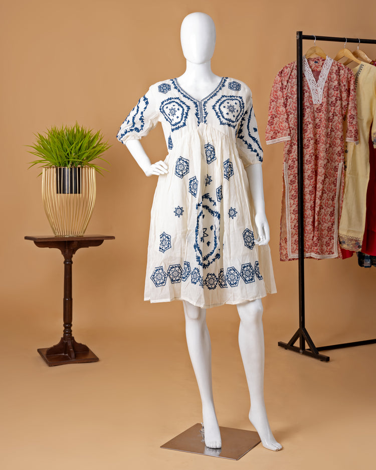 Ivory Flora || One-Piece Premium ethnic Mul Cotton Suit